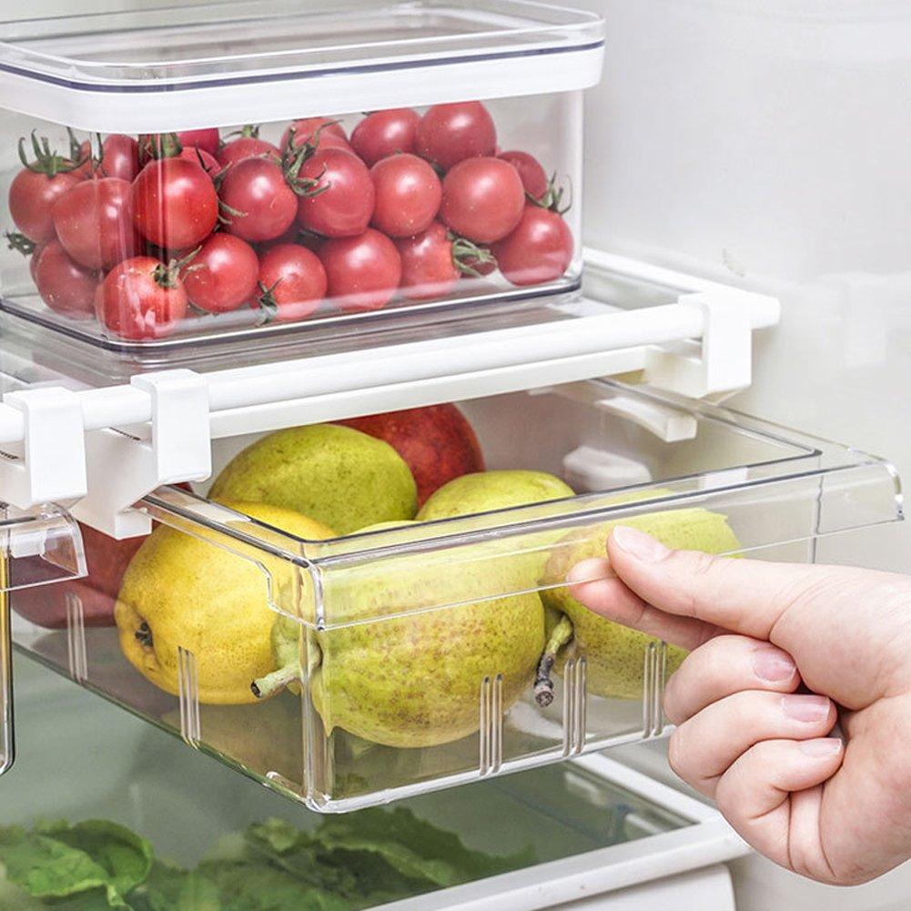 Clear - LIFE IDEAS - 2pcs Pull Out Fridge Drawer Organiser - 12