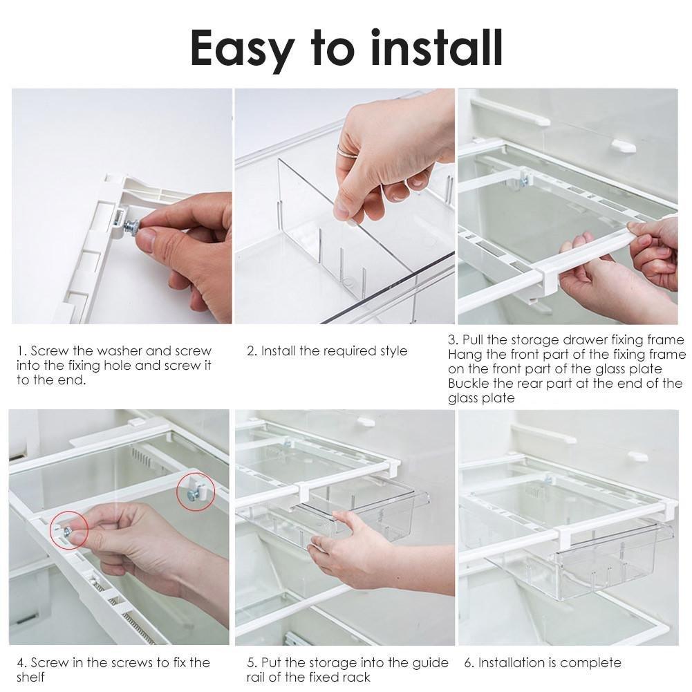 Clear - LIFE IDEAS - 2pcs Pull Out Fridge Drawer Organiser - 10