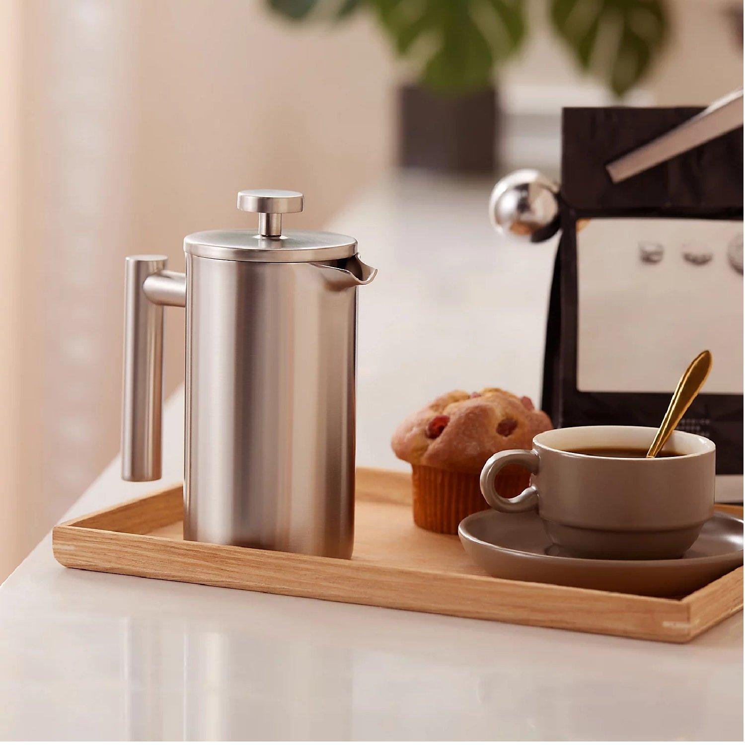 Silver - VonShef - VonShef 3 Cup Cafetiere Stainless Steel 350ml - 2