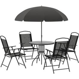 Outsunny Outsunny 6 Piece Garden Dining Set with Umbrella