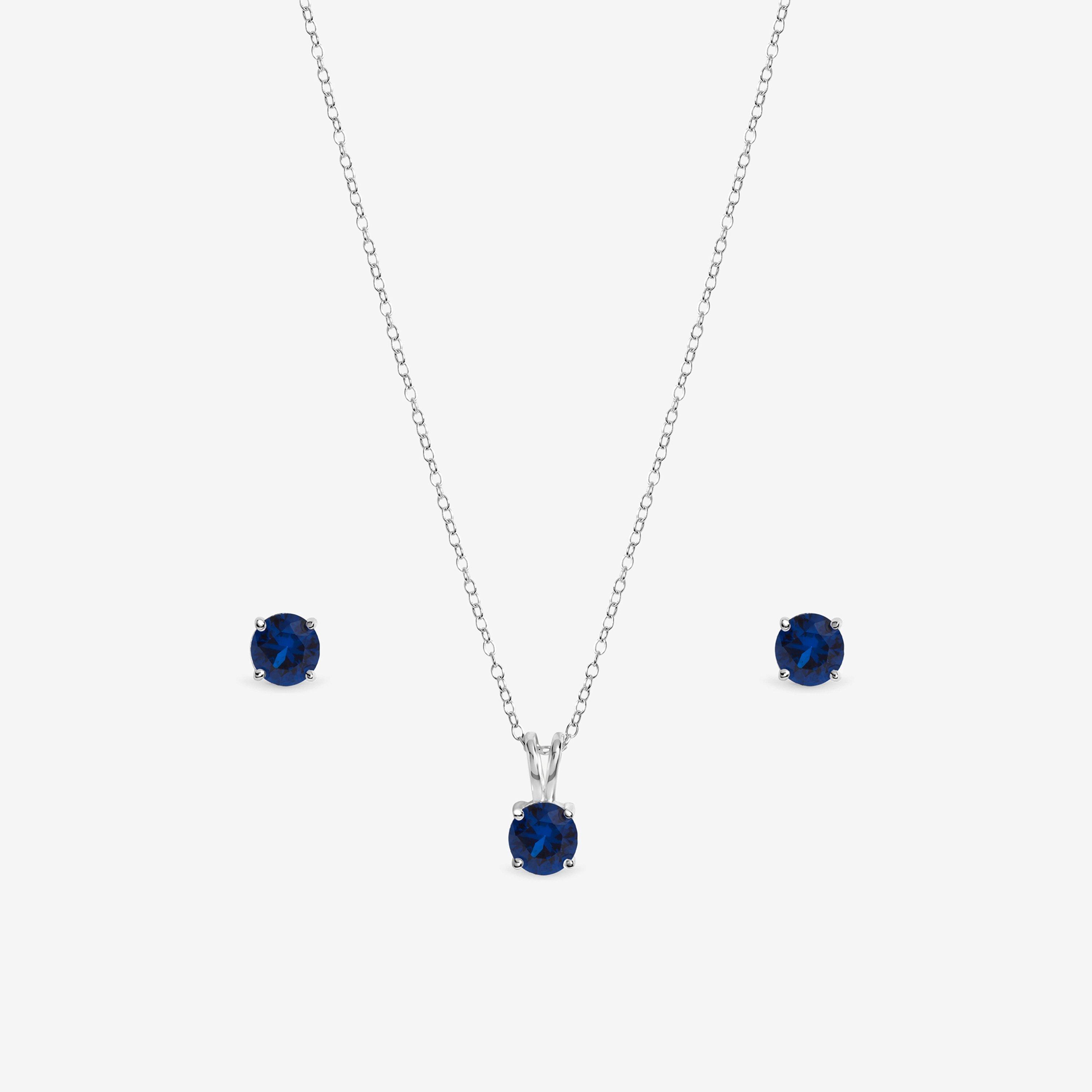 Silver - Simply Silver - 925 Sterling Silver Plated Sapphire Solitaire Set - 2