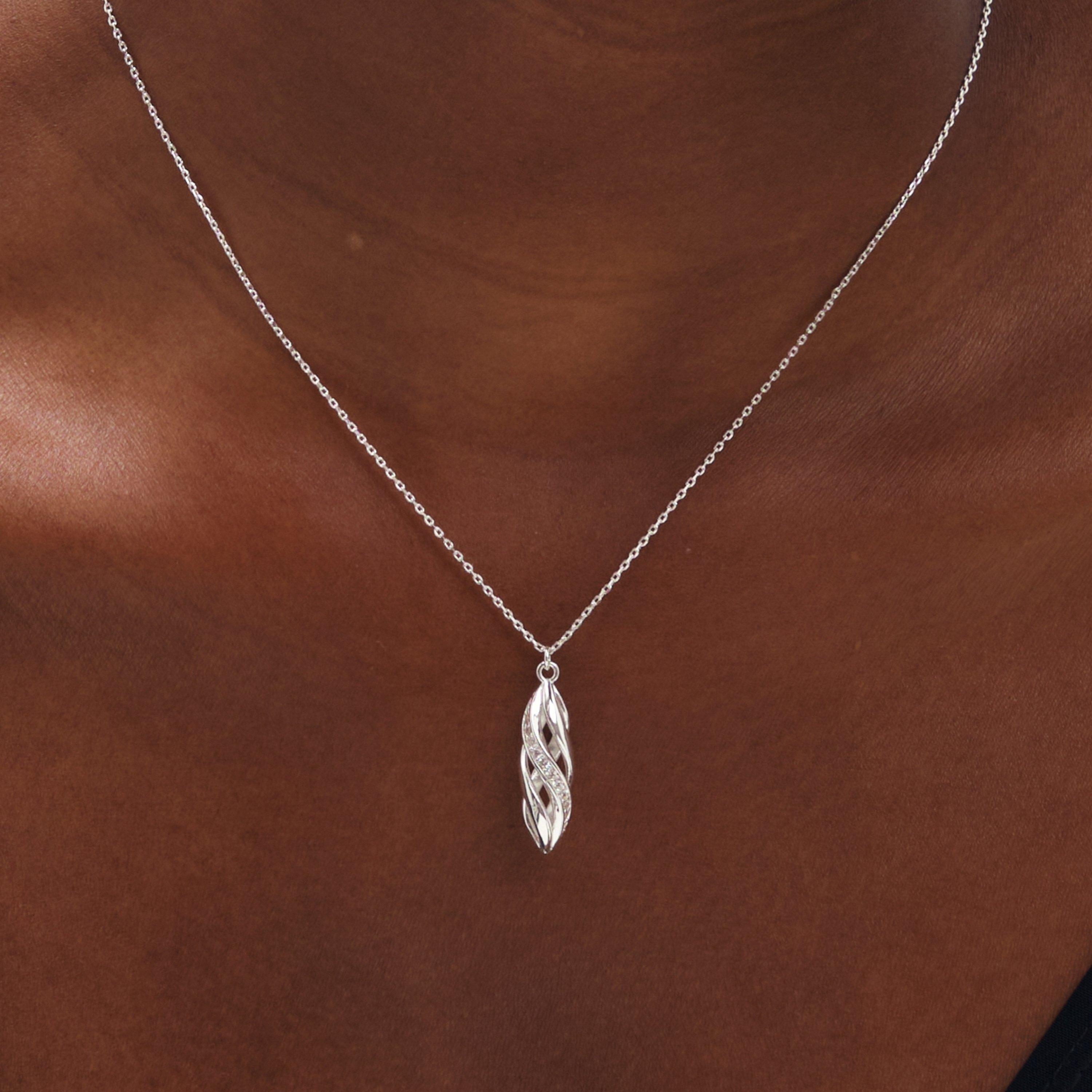 Silver - Inicio - Polished And Pave Open Swirl Drop Set - Gift Box - 4