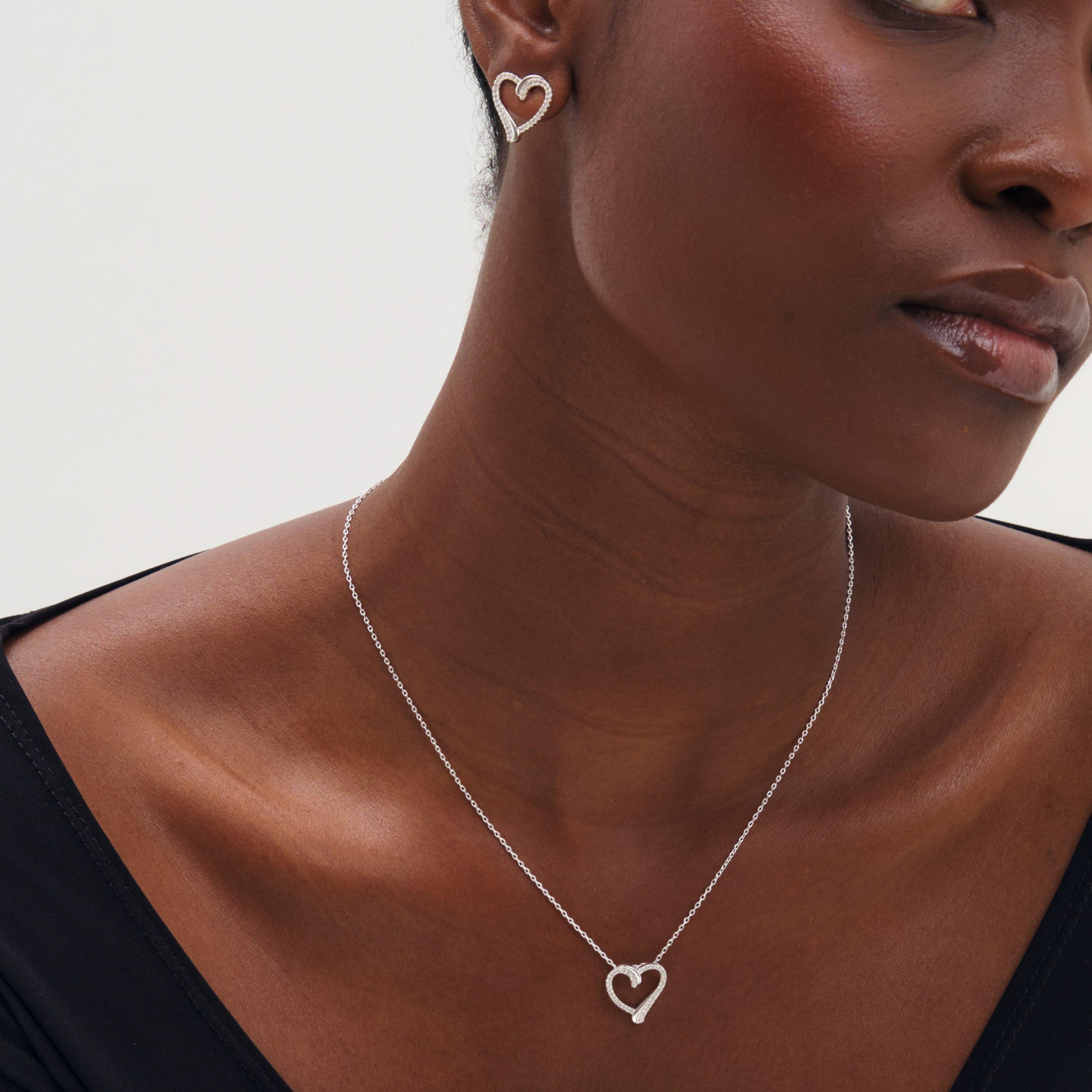 Silver - Inicio - Pave Open Heart Set - Gift Box - 3