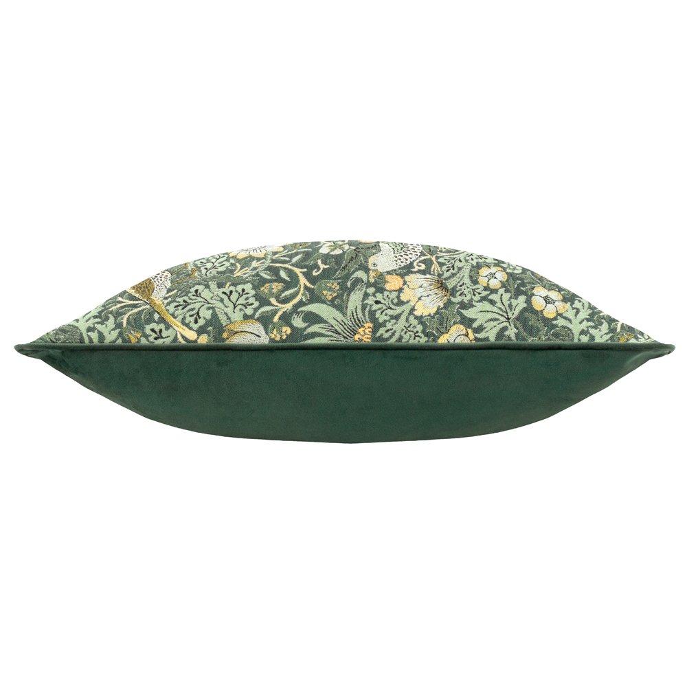 Forest Green - Morris and Co - Strawberry Thief Piped Jacquard Feather Filled Cus - 3