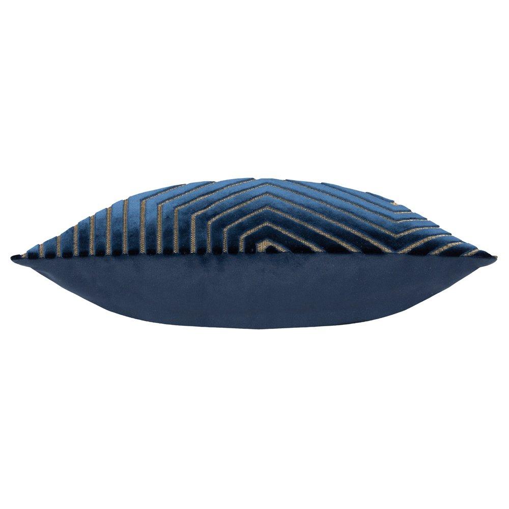 Navy - Paoletti - Evoke Cut Velvet Fibre Filled Cushion - 3