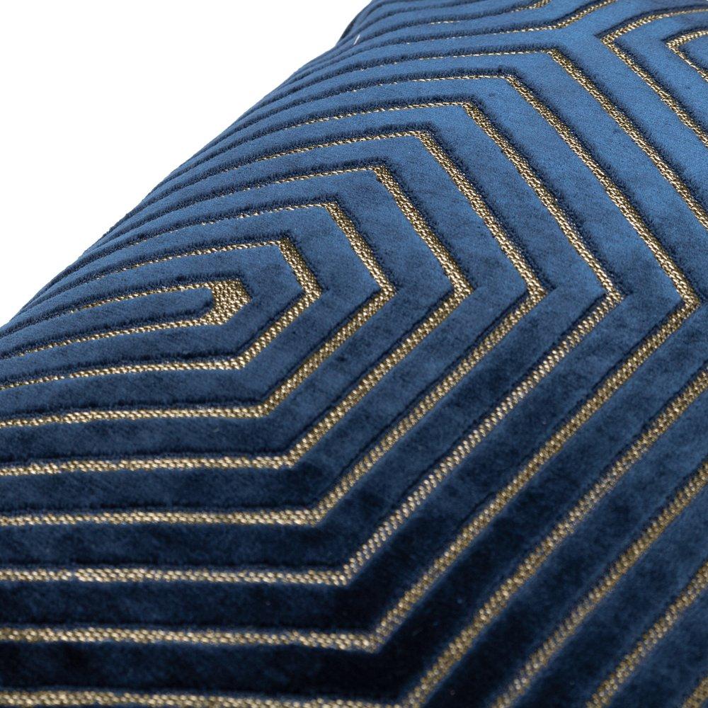 Navy - Paoletti - Evoke Cut Velvet Fibre Filled Cushion - 4