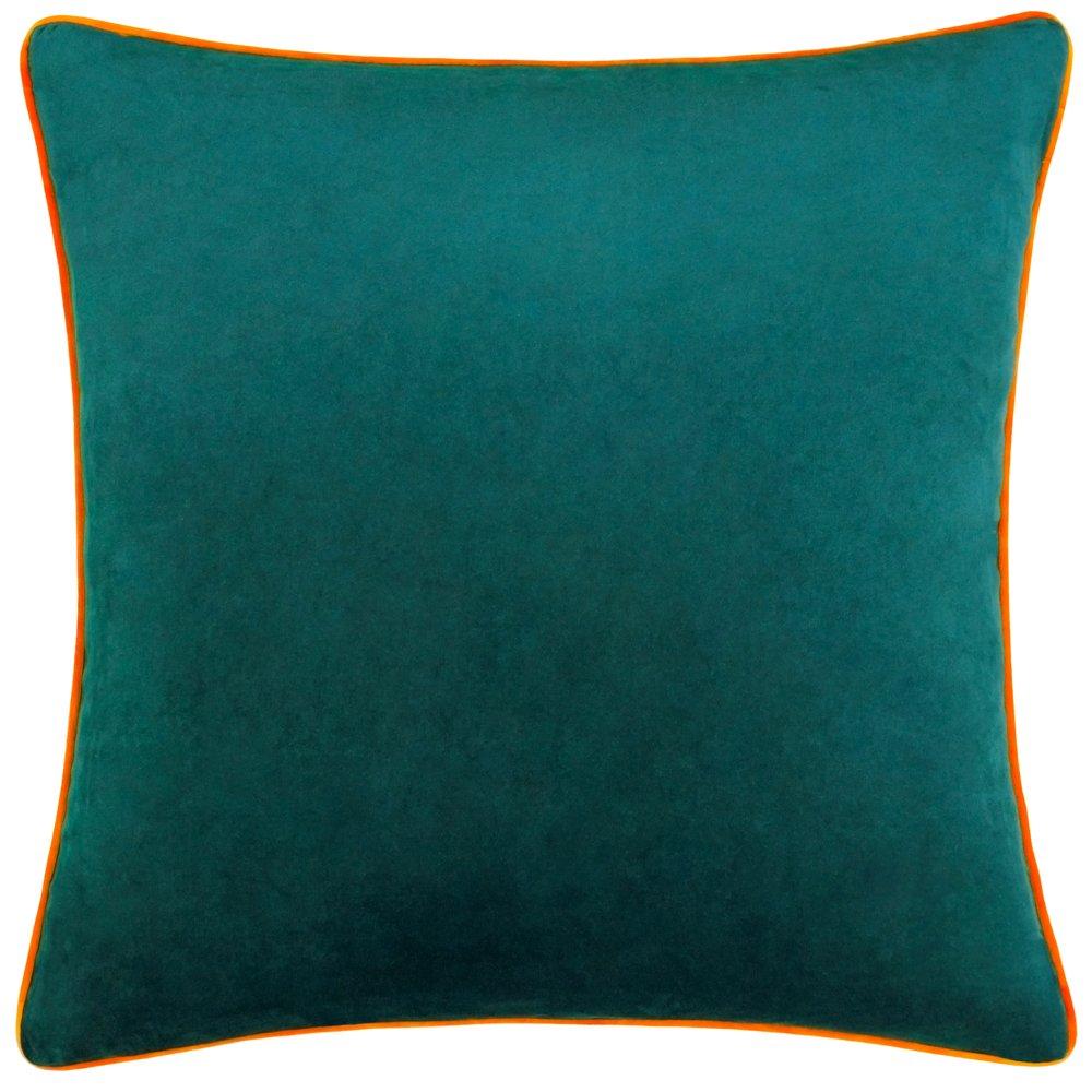 Furn  Meridian Velvet Fibre Filled Cushion - Teal/Clementine - 45x45cm