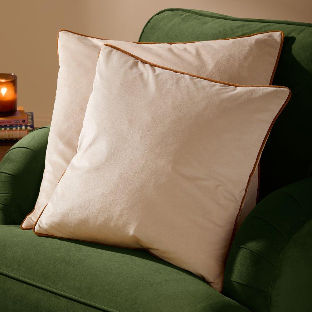 Ecru/Ginger - Furn - Meridian Velvet Fibre Filled Cushion - 4