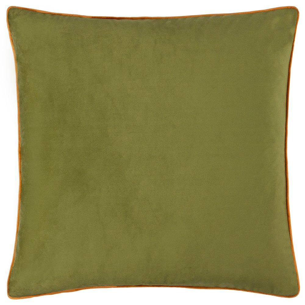Furn  Meridian Velvet Fibre Filled Cushion - Olive/Ginger - 45x45cm