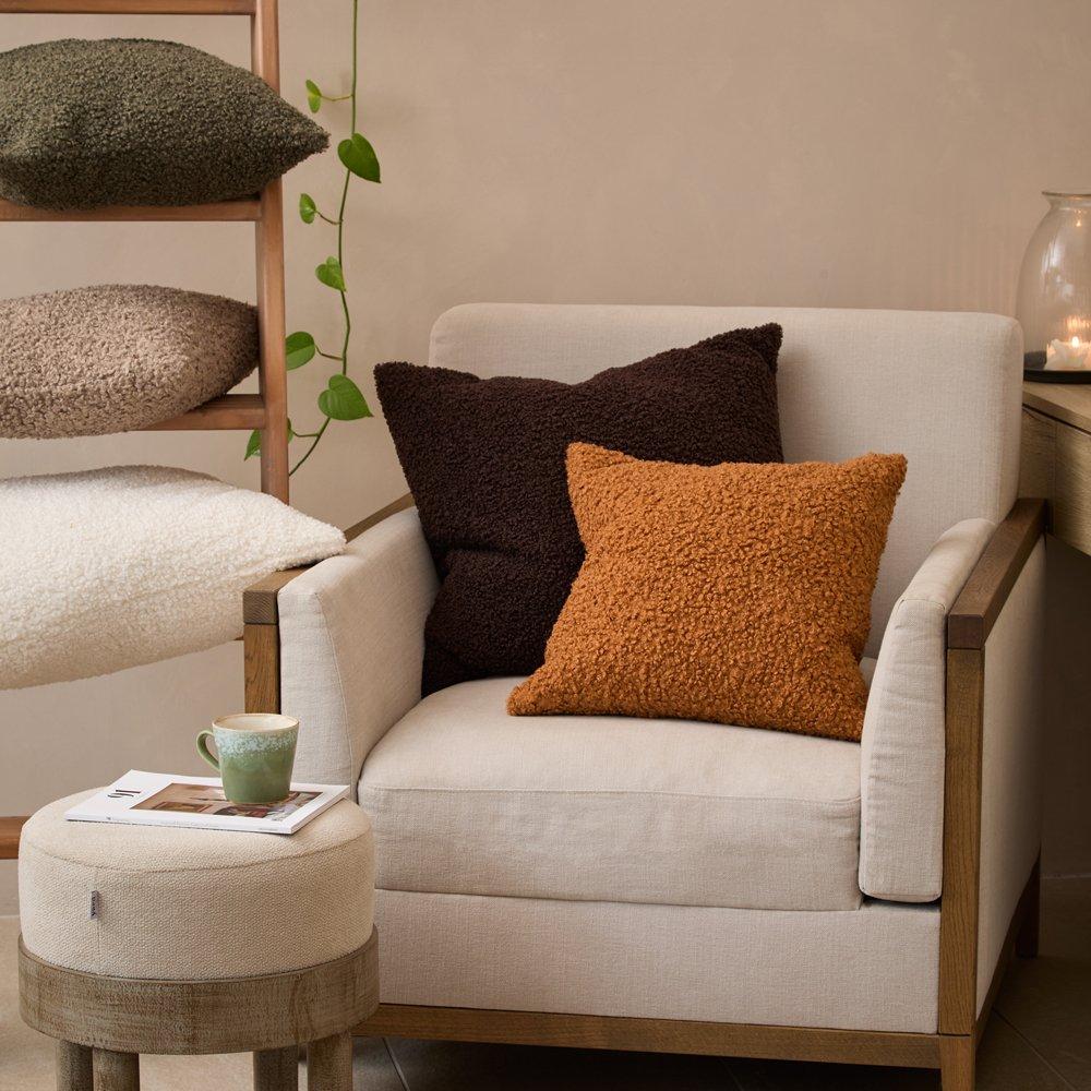 Chocolate - Yard - Cabu Chunky Boucle Fibre Filled Cushion - 5