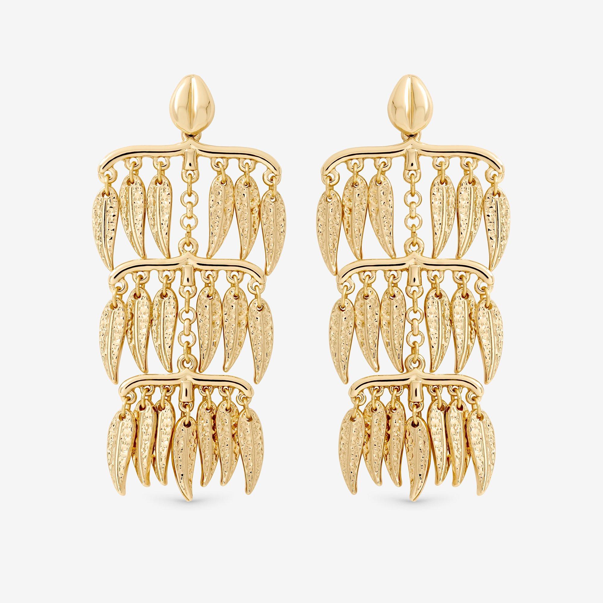 Gold - Mood - Gold Plated Cascading Leaf Earrings