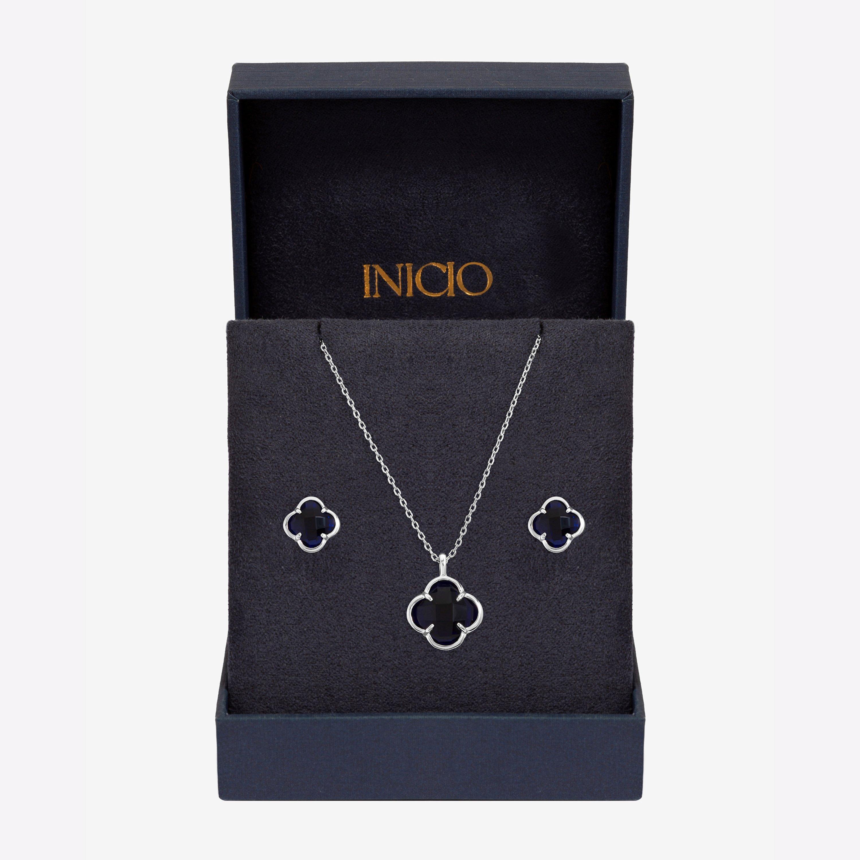 Silver - Inicio - Silver Sapphire Clover Set - Gift Box - 1