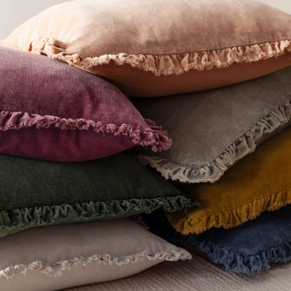 Ink - Yard - Bertie Cotton Velvet Fibre Filled Cushion - 5