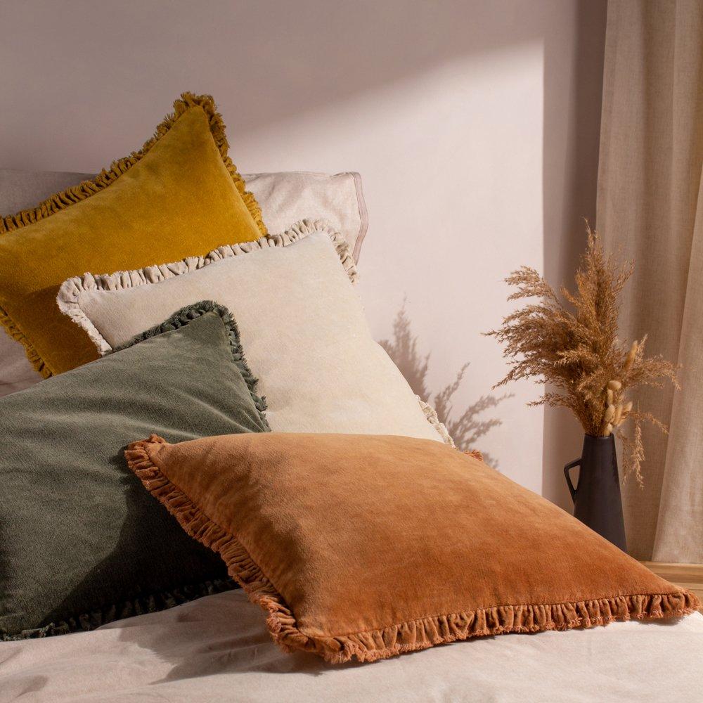 Natural - Yard - Bertie Cotton Velvet Fibre Filled Cushion - 6