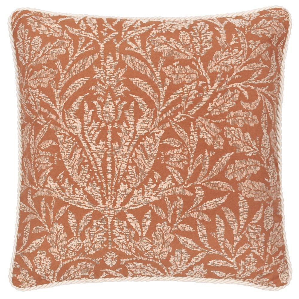 Morris And Co  Acorn Tonal Jacquard Feather Filled Cushion - Brick - 50x50cm