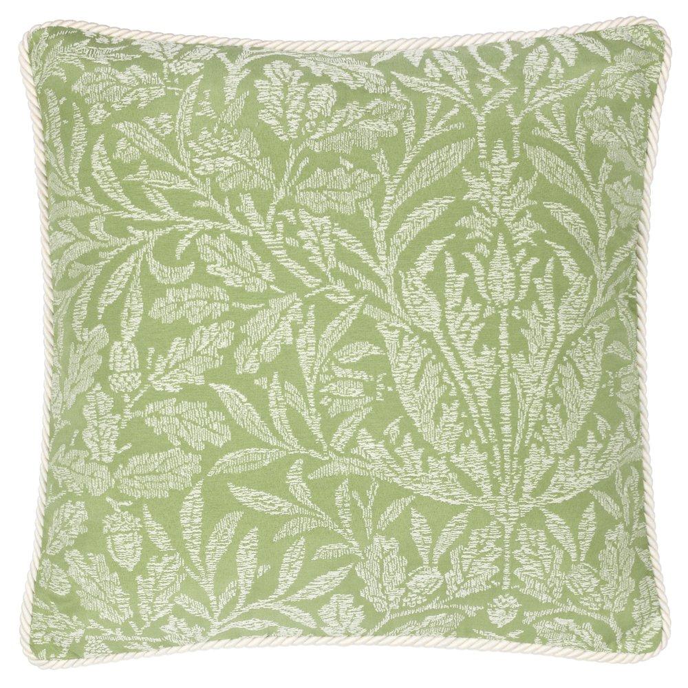 Sage - Morris and Co - Acorn Tonal Jacquard Feather Filled Cushion - 1