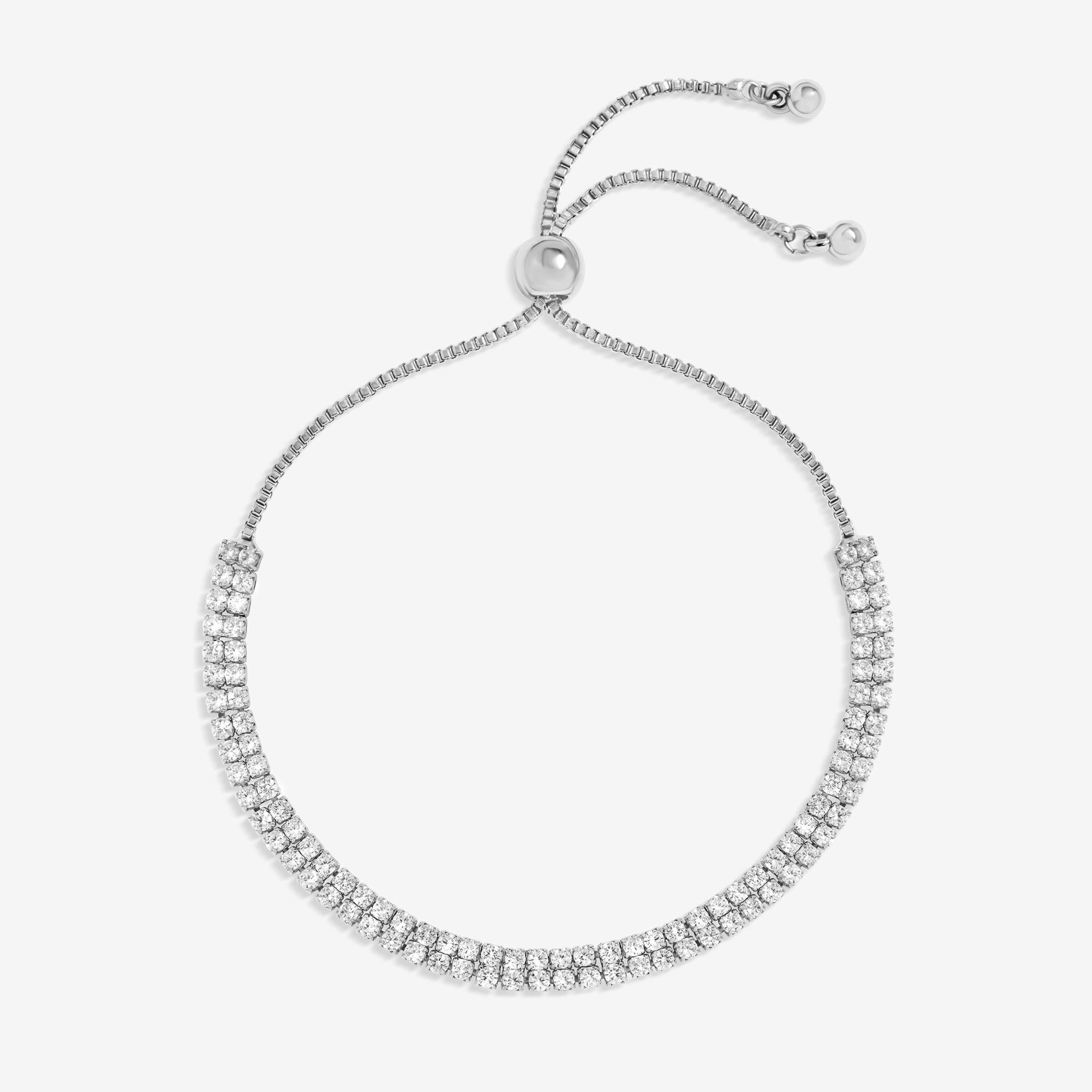 Silver - Jon Richard - Silver Plated Pave Toggle Bracelet - 1