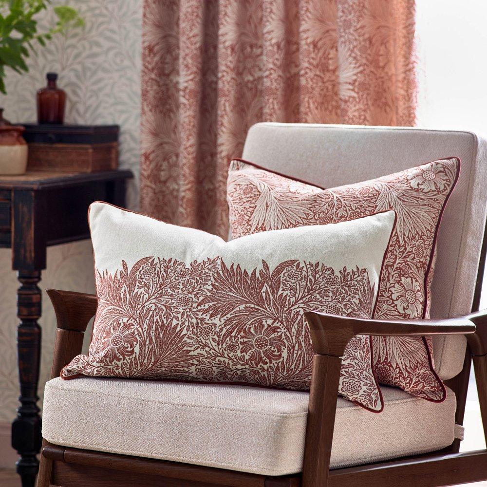 Russet - Morris and Co - Marigold Piped Jacquard Feather Filled Cushion - 4