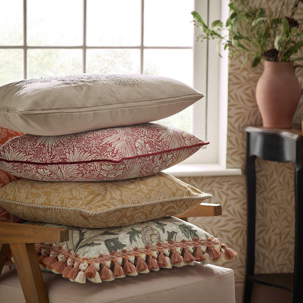 Russet - Morris and Co - Marigold Piped Jacquard Feather Filled Cushion - 5