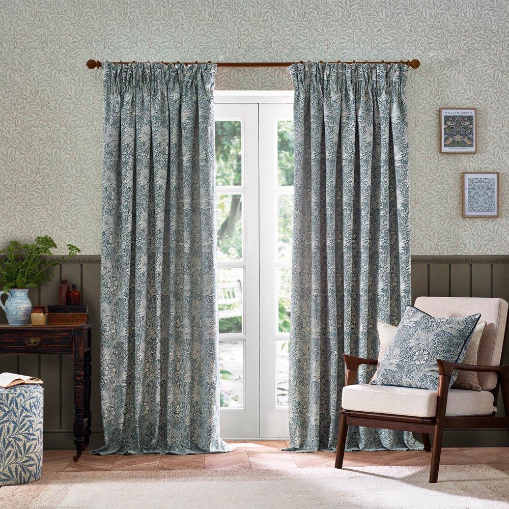 Indigo - Morris and Co - Marigold Piped Jacquard Feather Filled Cushion - 6