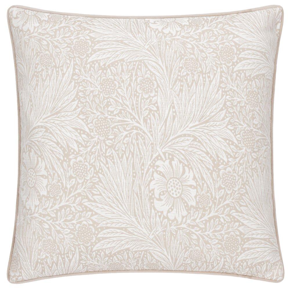 Stone - Morris and Co - Marigold Piped Jacquard Feather Filled Cushion - 1