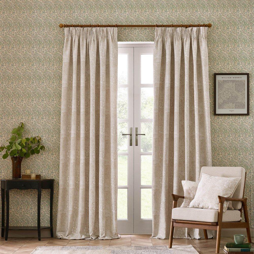 Stone - Morris and Co - Marigold Piped Jacquard Feather Filled Cushion - 5