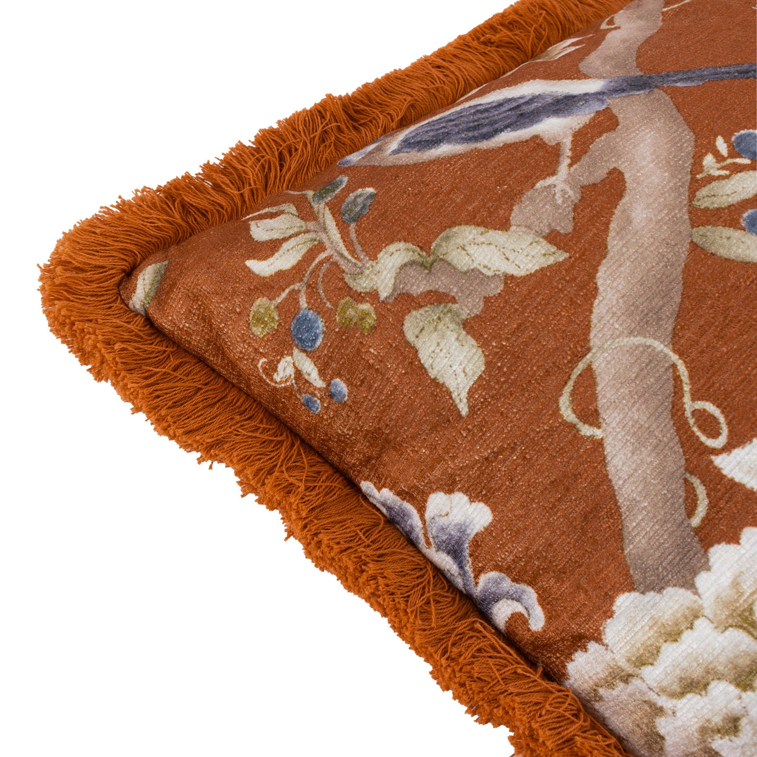 Rust - Sanderson - Porcelain Garden Chenille Feather Filled Cushion - 5