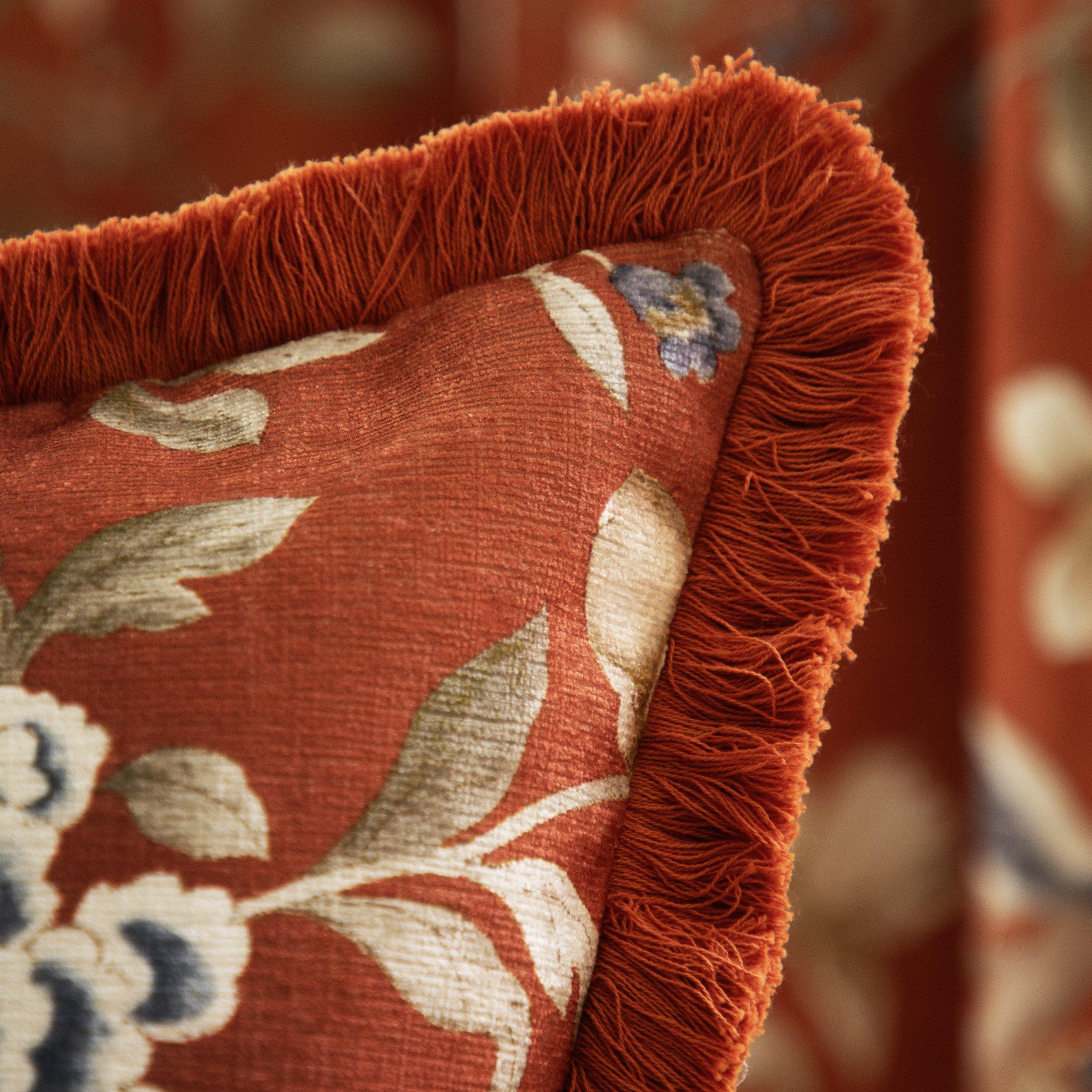 Rust - Sanderson - Porcelain Garden Chenille Feather Filled Cushion - 7