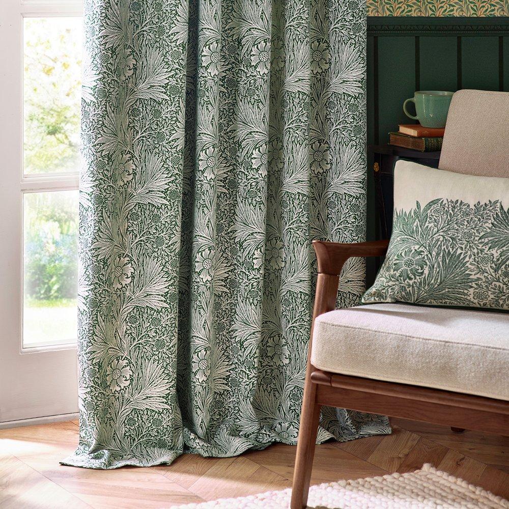 Leaf Green - Morris and Co - Marigold Embroidered Feather Filled Cushion - 5