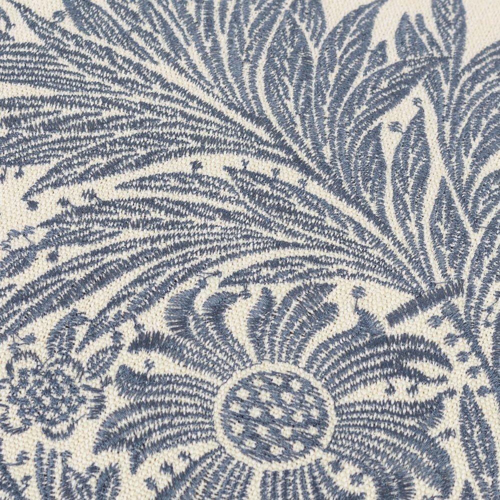 Indigo - Morris and Co - Marigold Embroidered Feather Filled Cushion - 4