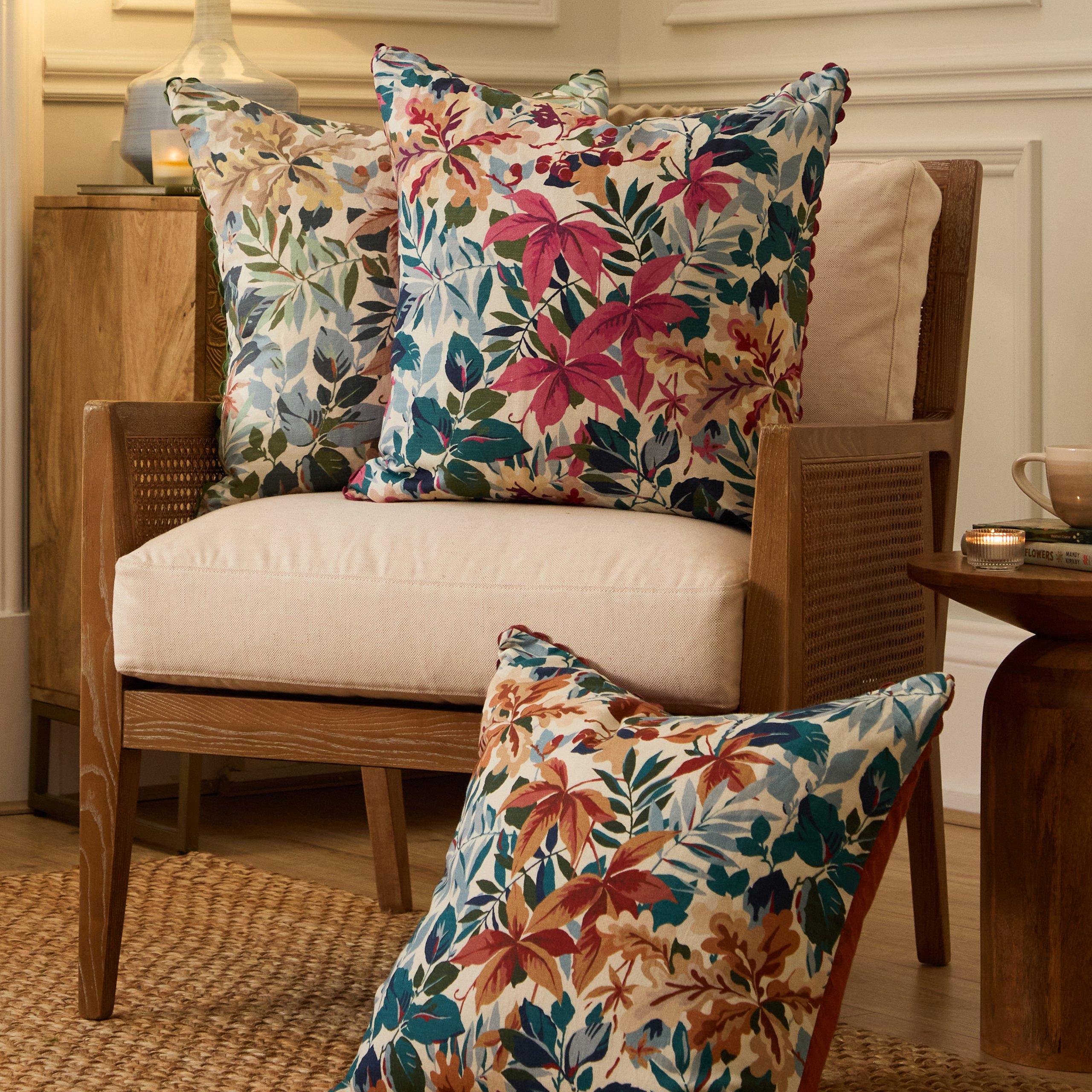 Mulberry/Blue - Sanderson - Robins Wood Printed Feather Filled Cushion - 2