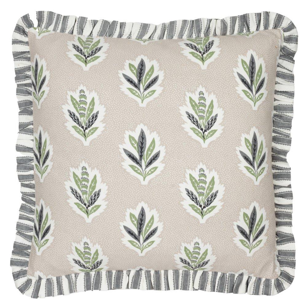 Flax - Sanderson - Sessile Leaf Ruffle Feather Filled Cushion - 1