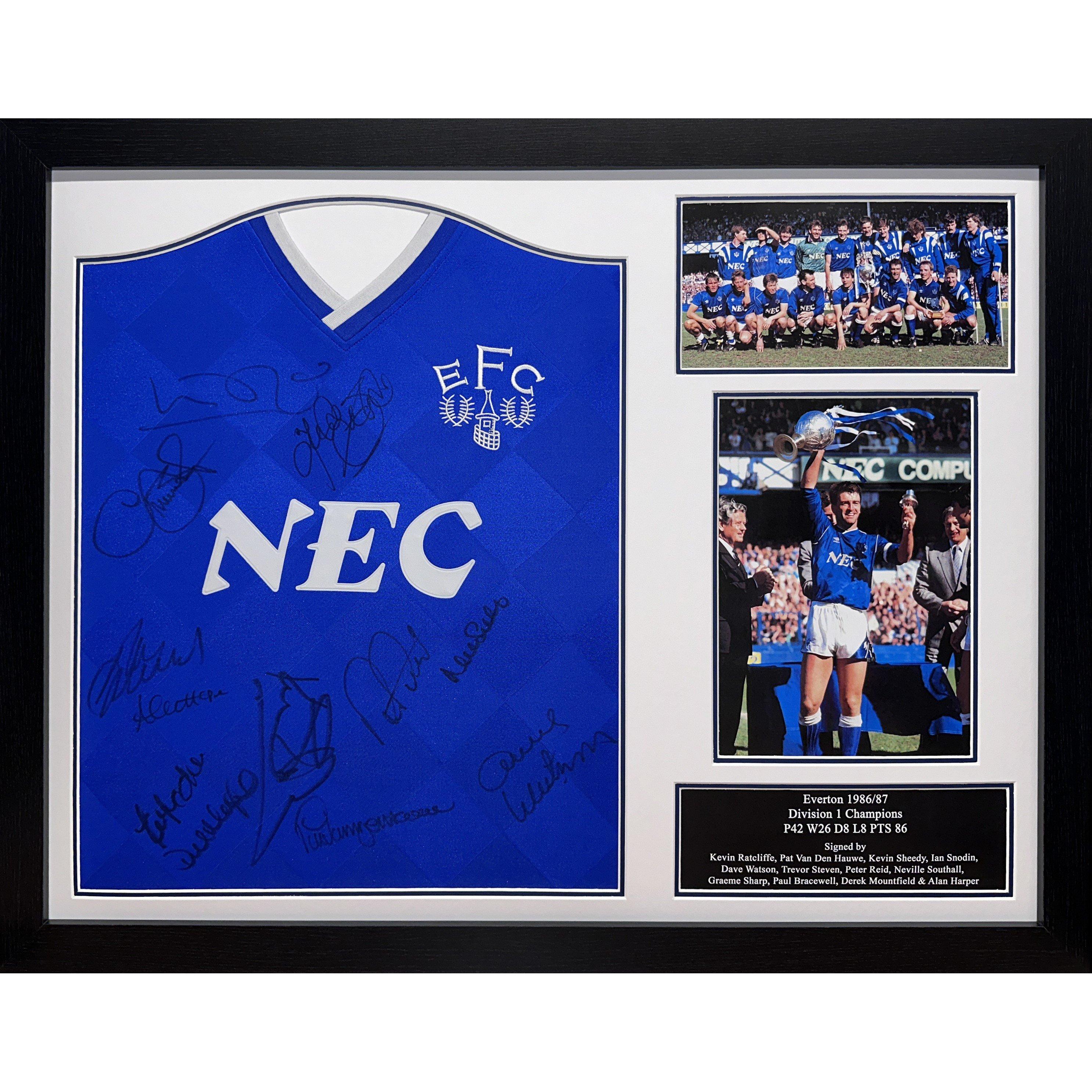 Allstarsignings Ltd  Everton 1987 Champions Shirt Signed By 12 Players - Blue
