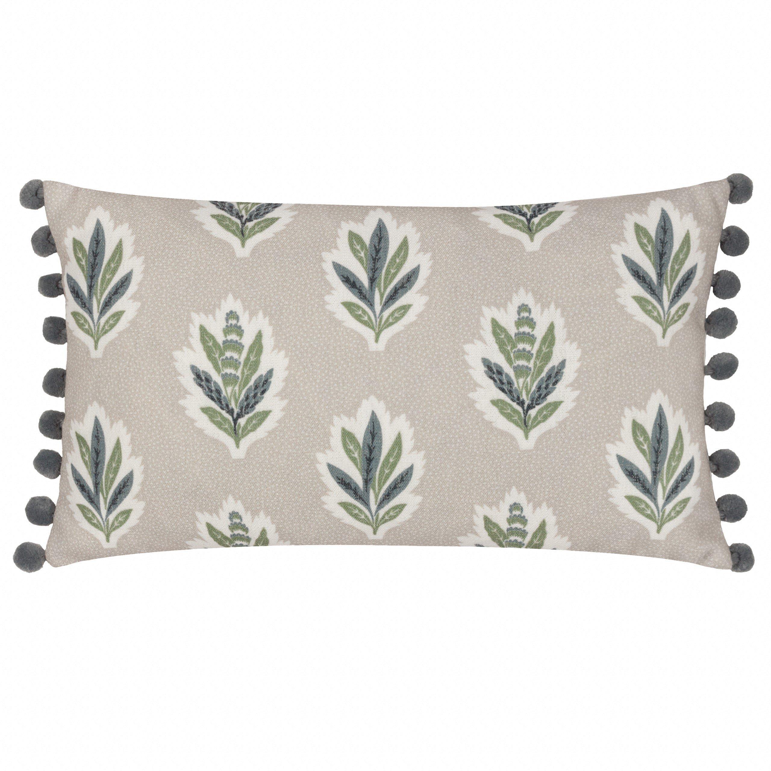 Flax - Sanderson - Sessile Leaf Printed Feather Filled Cushion - 3