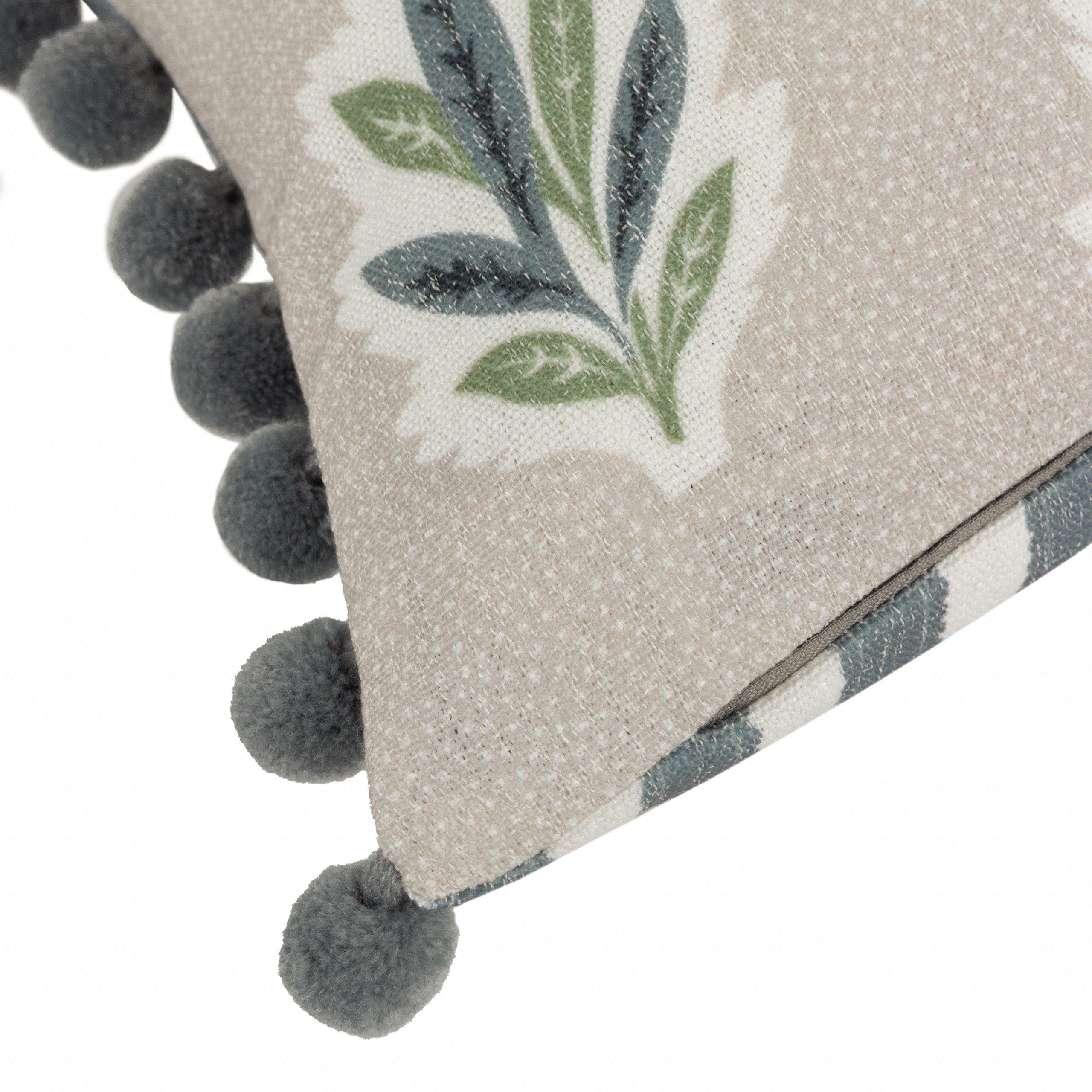 Flax - Sanderson - Sessile Leaf Printed Feather Filled Cushion - 6