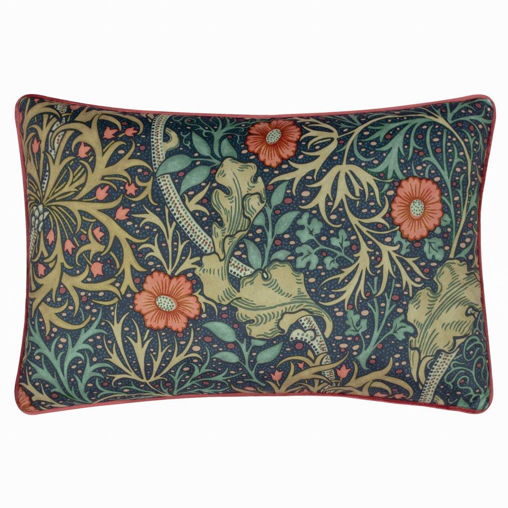 Morris and Co Seaweed Printed Velvet Feather Filled Cushion