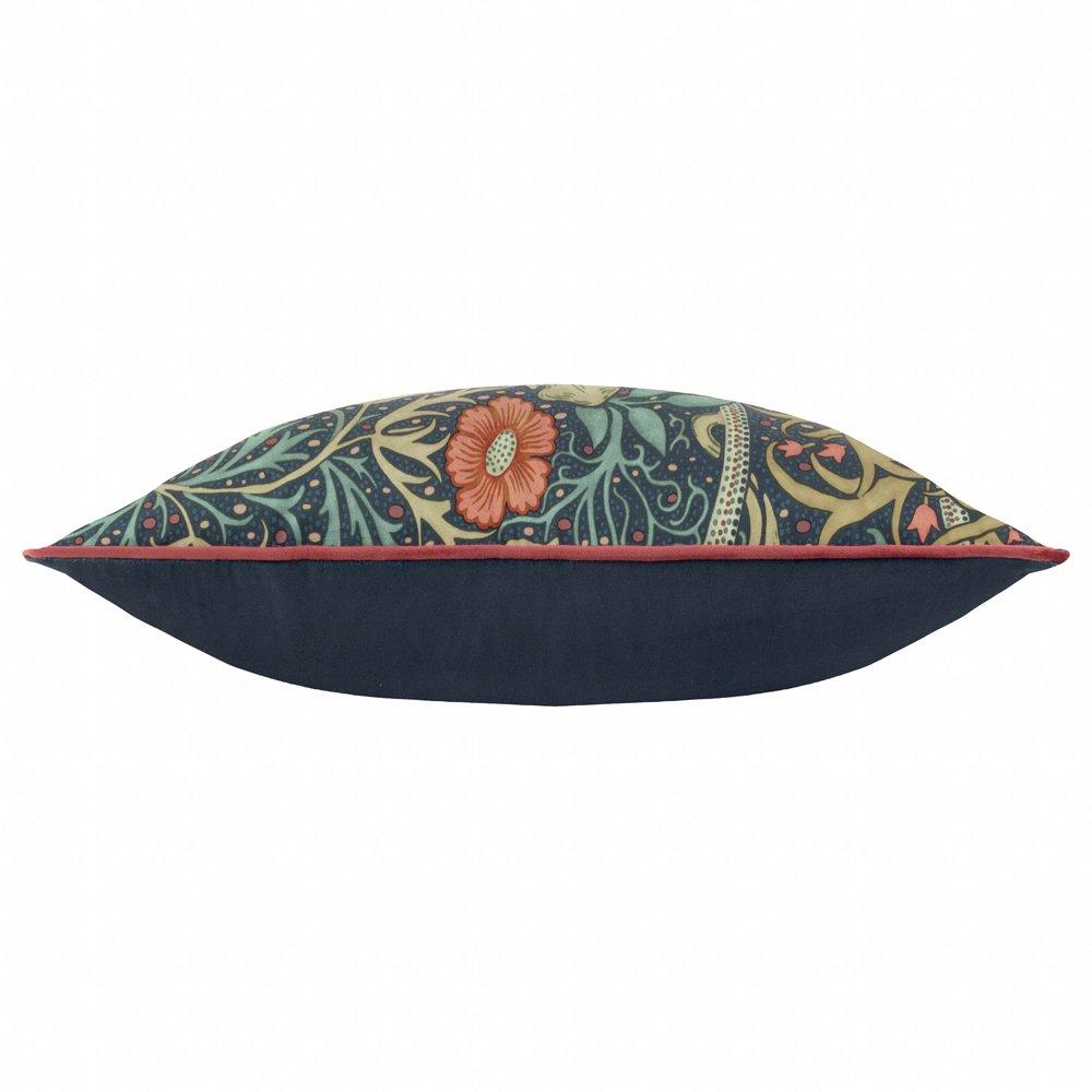 Indigo - Morris and Co - Seaweed Printed Velvet Feather Filled Cushion - 3