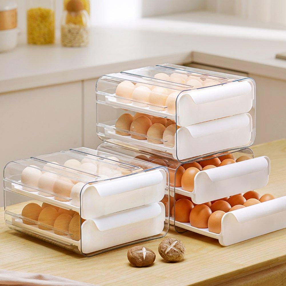 White - LIFE IDEAS - 2pcs Double-layer Egg Storage Drawer Box - 1