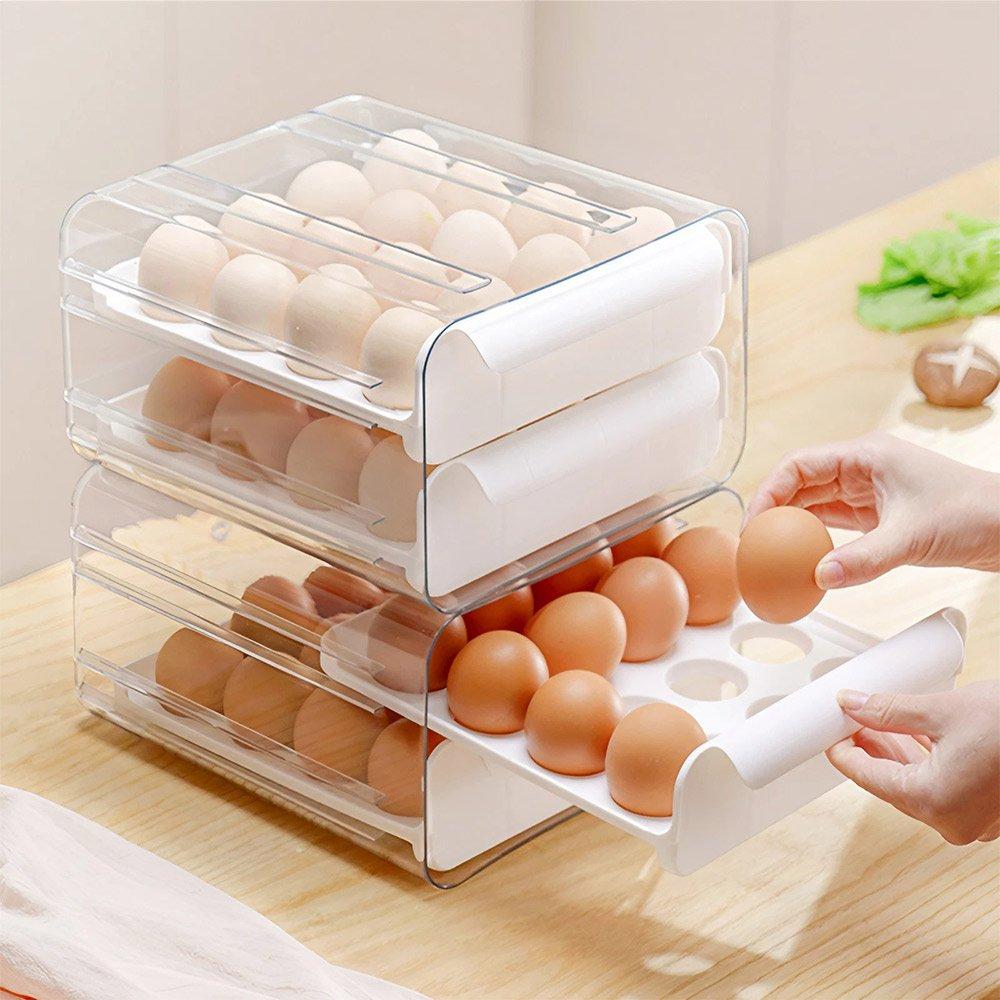 White - LIFE IDEAS - 2pcs Double-layer Egg Storage Drawer Box - 2