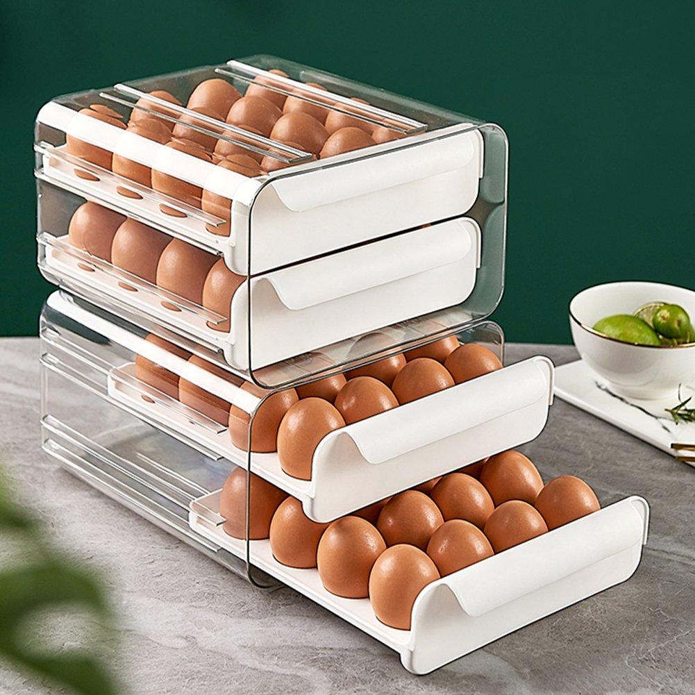 White - LIFE IDEAS - 2pcs Double-layer Egg Storage Drawer Box - 6