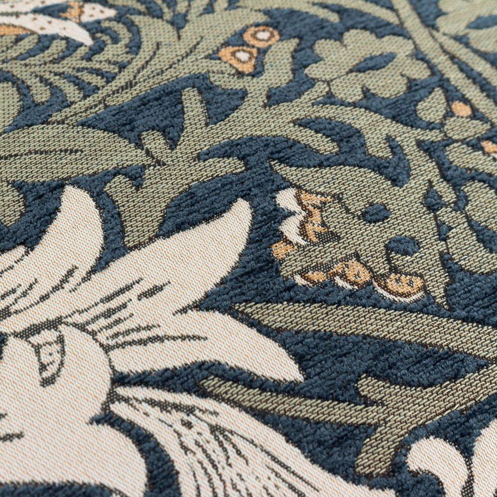 Indigo/Leaf Gre - Morris and Co - Snakes Head Chenille Feather Filled Cushion - 4