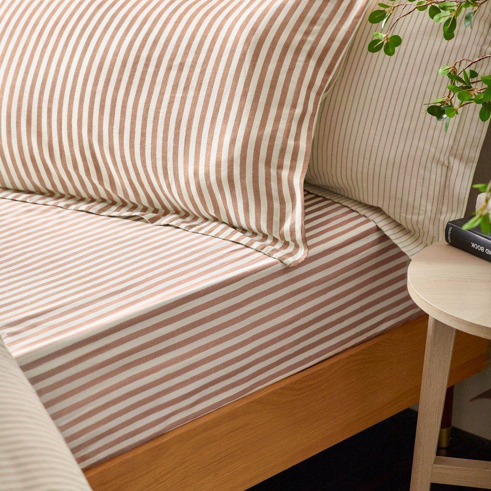 Pecan - Yard - Hebden Melange Stripe Pillowcases - 2