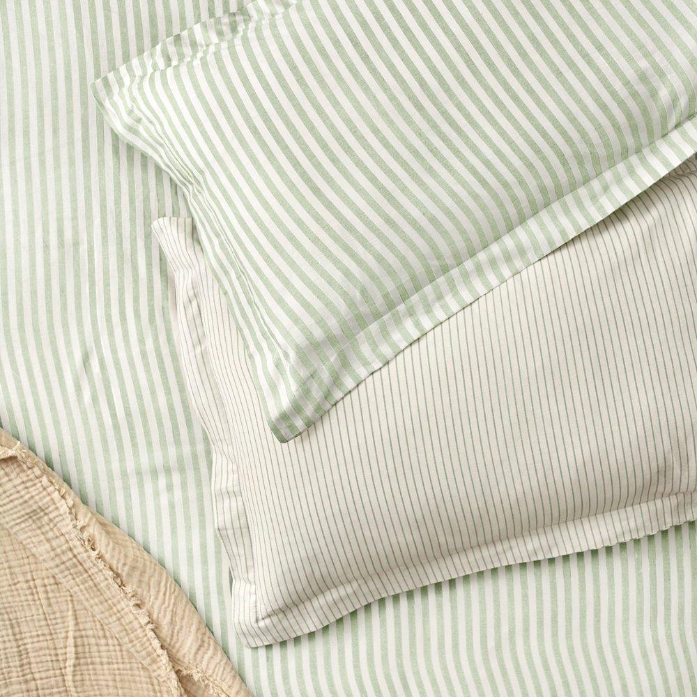 Eucalyptus - Yard - Hebden Melange Stripe Pillowcases - 1