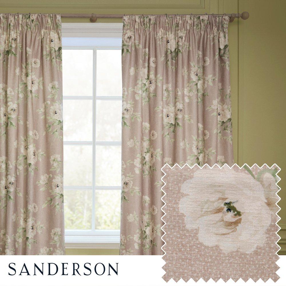 Sanderson  Adele Fully Lined Floral Chenille Pencil Pleat Cur - Rose - 117x137cm