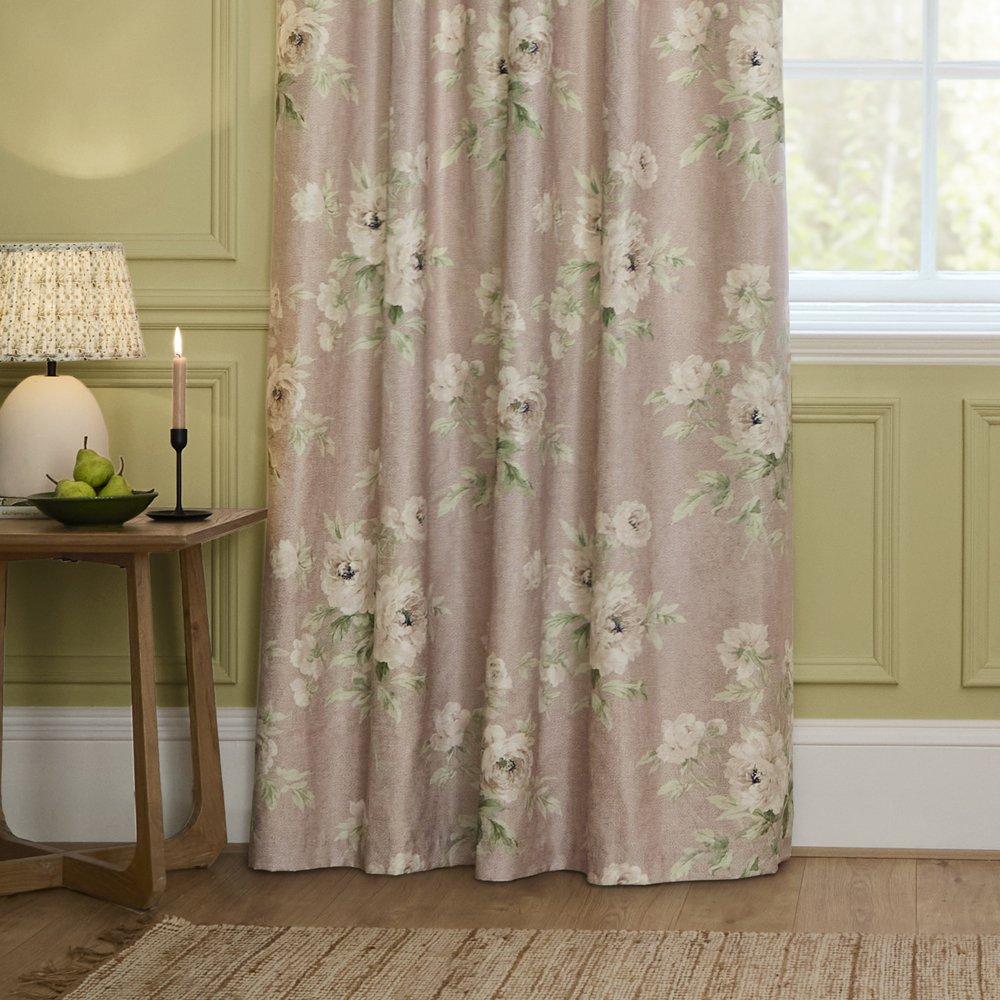 Rose - Sanderson - Adele Fully Lined Floral Chenille Pencil Pleat Cur - 4