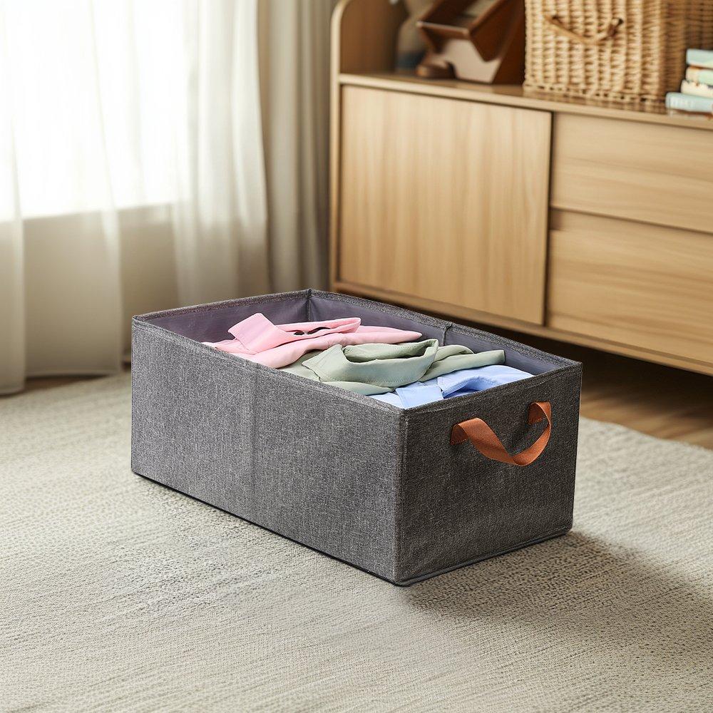 Grey - LIFE IDEAS - 8pcs Foldable Fabric Organizer with Handles - 1