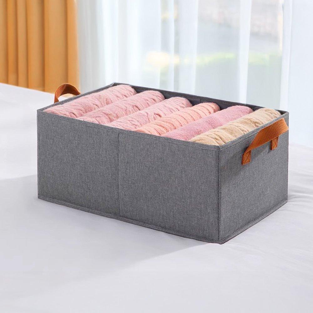 Grey - LIFE IDEAS - 8pcs Foldable Fabric Organizer with Handles - 2
