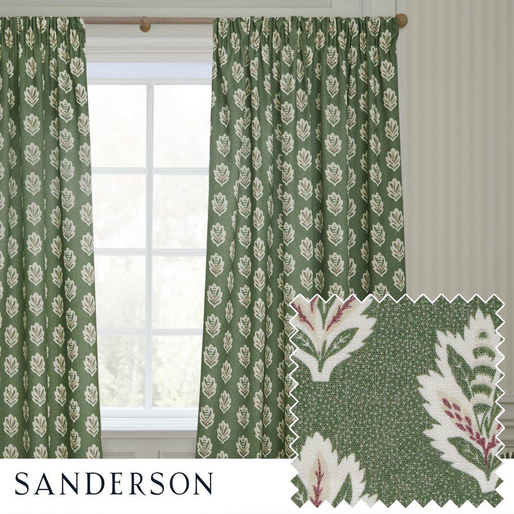 Sessile Leaf Fully Lined Printed Pencil Pleat Curt