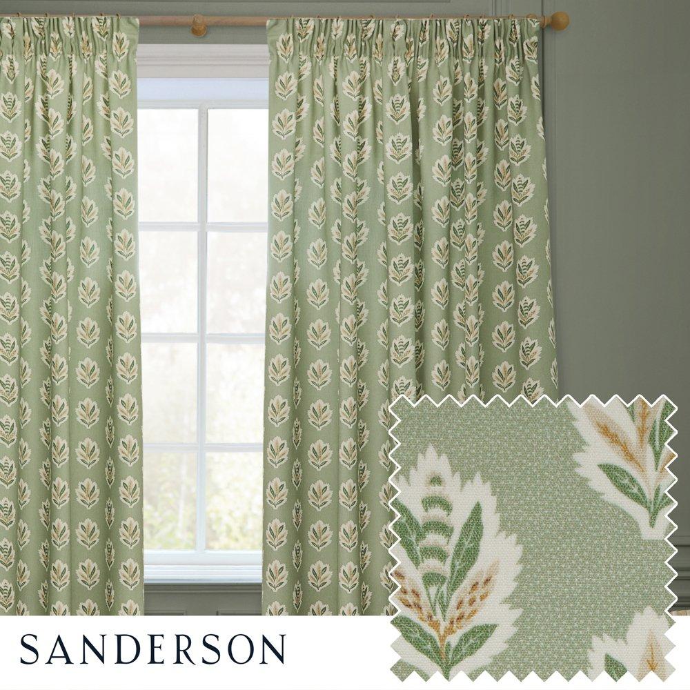 Sessile Leaf Fully Lined Printed Pencil Pleat Curt