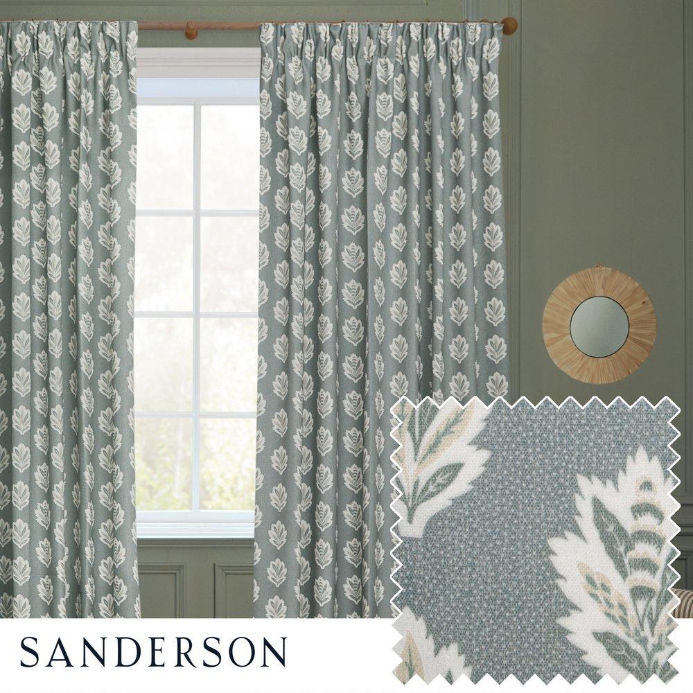 Sessile Leaf Fully Lined Printed Pencil Pleat Curt